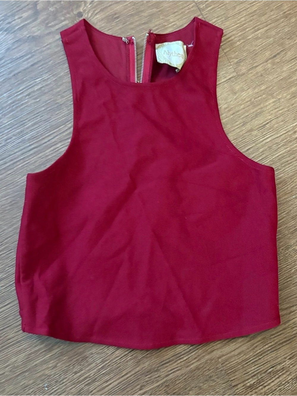 Alythea Raspberry Red High-Neck Crop Top